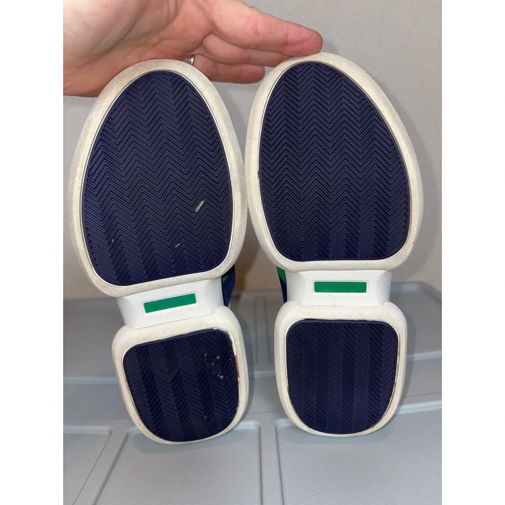 Tory Sport Bubble Sock Sneakers Cream Green Navy Knit Slip On Trainers